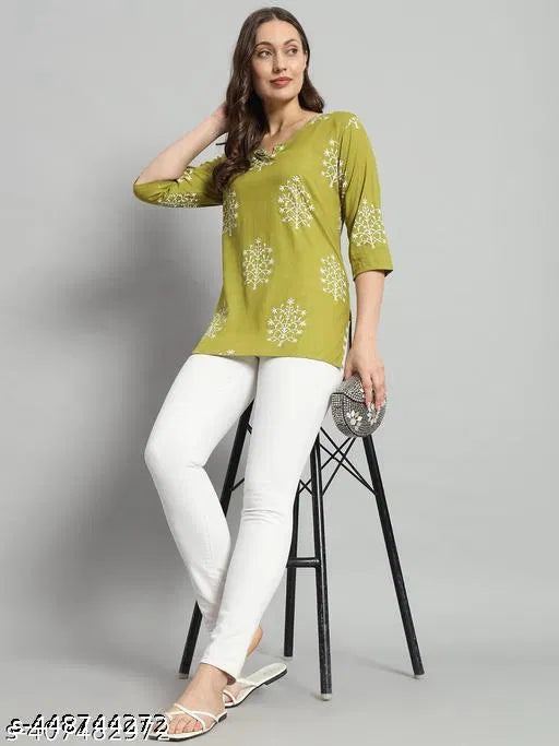Green Short Kurti For Girls and Women