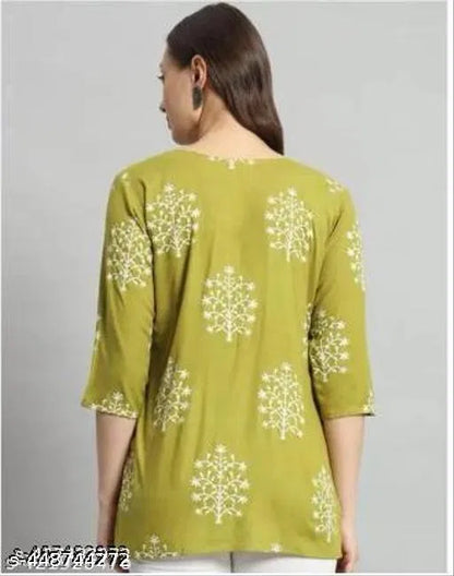 Green Short Kurti For Girls and Women