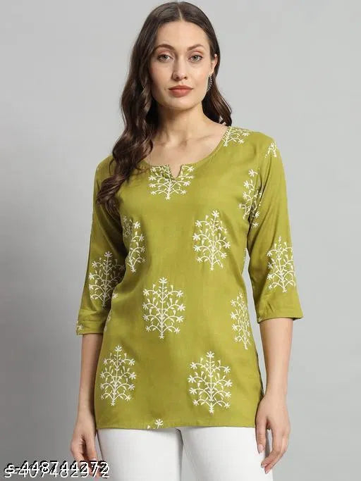 Green Short Kurti For Girls and Women